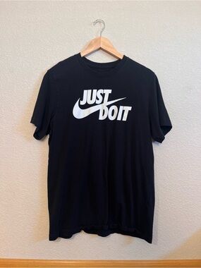 Nike Black T-Shirt with White "Just Do It" Logo